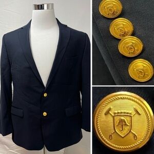 Ralph Lauren Men's 44R Navy Blue Gold Button Blazer Jacket sport Coat
